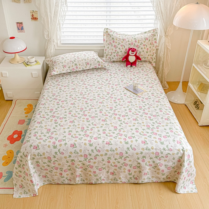 91家纺网 家纺一手货源 找家纺 金帛坊 2024新款全棉印花床单枕套三件套 米莱