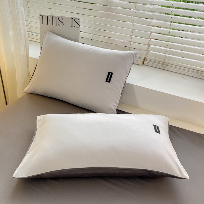 91家纺网 家纺一手货源 找家纺 黑马家居 2024新款双拼全棉四件套 浅灰+高级灰