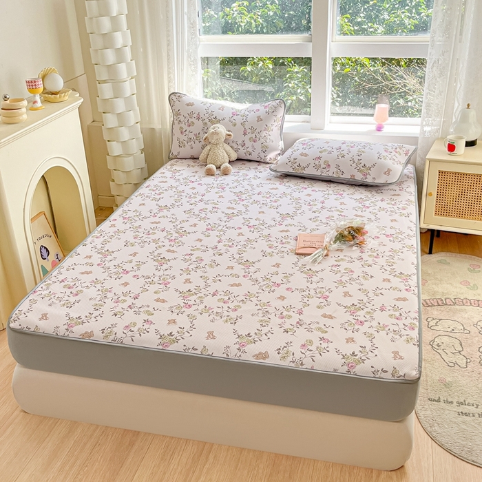 91家纺网 家纺一手货源 找家纺 星座 2025大斜纹复合冰丝凉席床笠款 小熊花园-床笠款