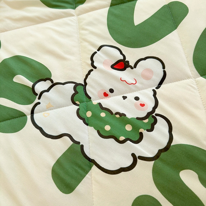 91家纺网 家纺一手货源 找家纺 琪格格纺织 2024新款A类卡通印花清新大豆针织夏被 200*230cm-夏被 针织被-乐乐兔