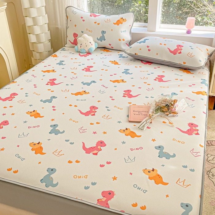 91家纺网 家纺一手货源 找家纺 星座 2025大斜纹复合冰丝凉席床笠款 可可龙-床笠款