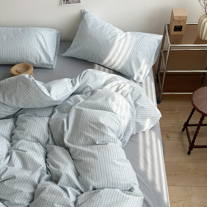 91家纺网 家纺一手货源 找家纺 水洗的故事 2024新款无印良品水洗棉四件套  湘叶兰