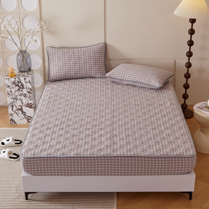 91家纺网 家纺一手货源 找家纺 杜先生 2024新款无印风水洗棉夹棉床笠 菲咖格