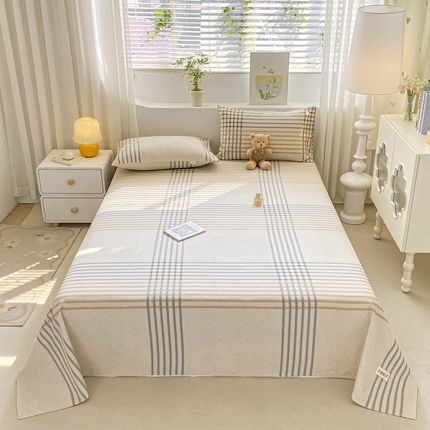 卧趣家纺 2024新品全棉老粗布单品床单床笠系列-单品床单系列 微莫