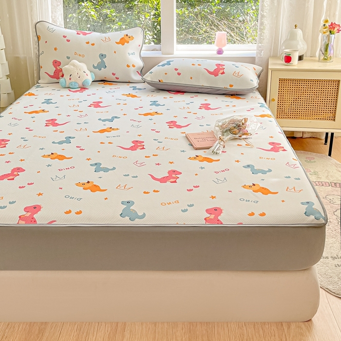 91家纺网 家纺一手货源 找家纺 星座 2025大斜纹复合冰丝凉席床笠款 可可龙-床笠款