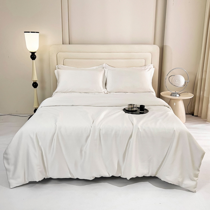 91家纺网 家纺一手货源 找家纺 锦罗绣 2024新款80s奥地利进口兰精天丝四件套 奶白