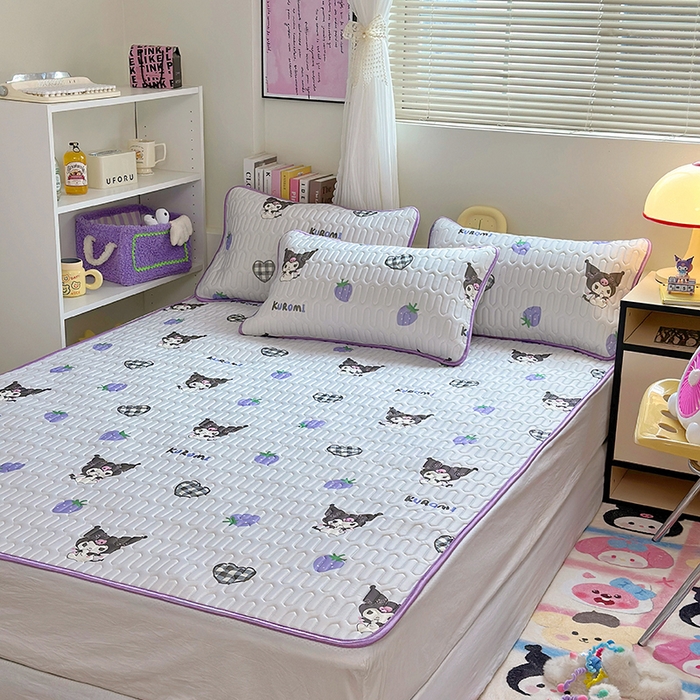 91家纺网 家纺一手货源 找家纺 澳萝拉 2024新款A类凉感丝三丽鸥乳胶凉席 草莓库洛米