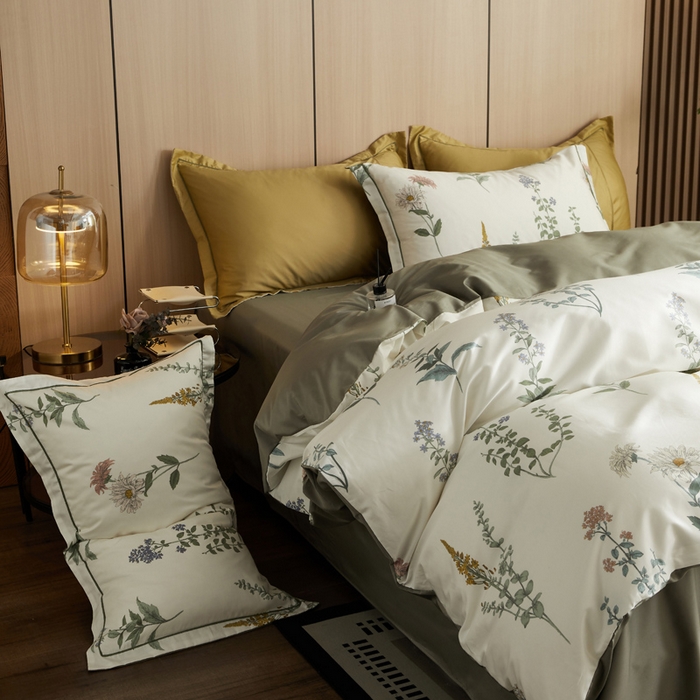 91家纺网 家纺一手货源 找家纺 怡家居 2024新款100支长绒棉印花四件套 雅典娜