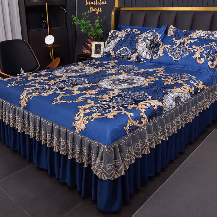 91家纺网 家纺一手货源 找家纺 艾裙海  2025新款纯色床裙款冰丝凉席 巴黎风尚