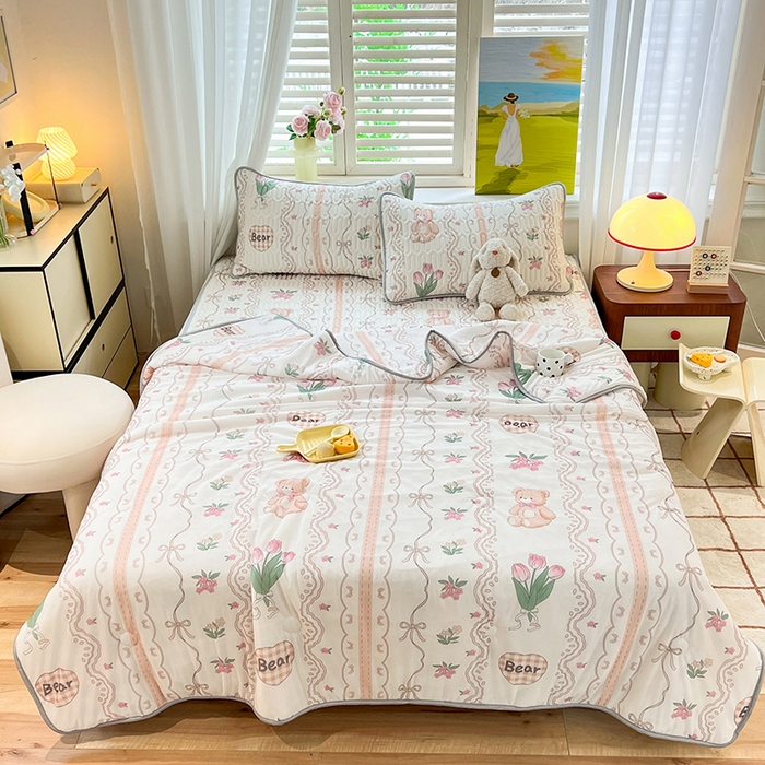 91家纺网 家纺一手货源 找家纺 慕澄家纺 2024新款小版印花0.5乳胶凉席系列 洛丽塔