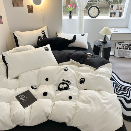 91家纺网 家纺一手货源 找家纺 （总）耀达家居 2024新款ins毛巾绣水洗棉四件套