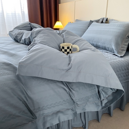 91家纺网 家纺一手货源 找家纺 （总）美伦美焕 2024直播爆款纯色轻奢宽边韩版床裙全棉床盖四件套