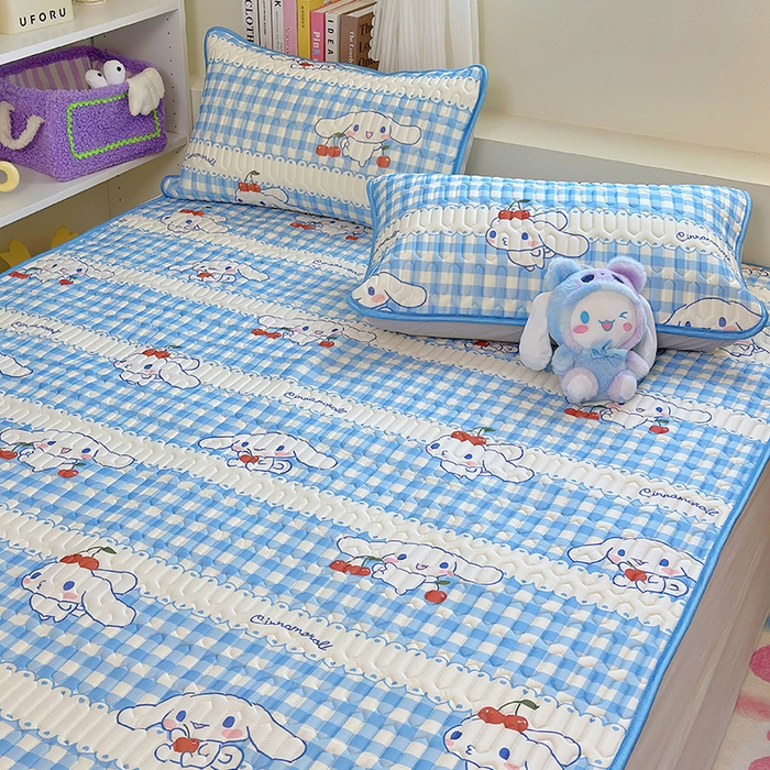 91家纺网 家纺一手货源 找家纺 澳萝拉 2024新款A类凉感丝三丽鸥乳胶凉席 樱桃大耳狗