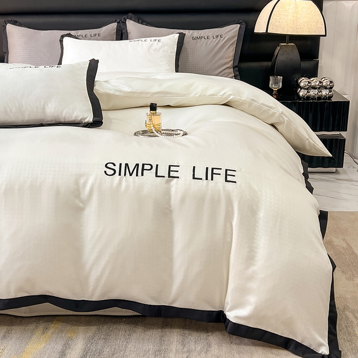 91家纺网 家纺一手货源 找家纺 艾米家居 2025水洗真丝提花系列简约生活 简约生活珍珠白