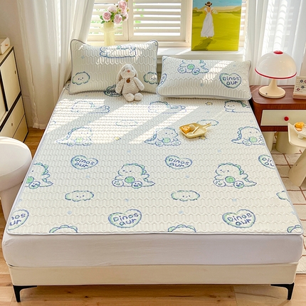 慕澄家纺 2024新款小版印花0.5乳胶凉席系列 顽皮小恐龙