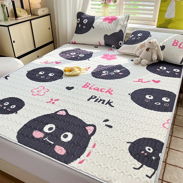 91家纺网 家纺一手货源 找家纺 慕澄家纺 2024新款小版印花0.5乳胶凉席系列 小煤球