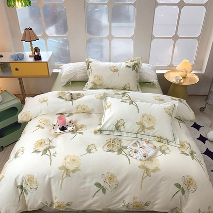 91家纺网 家纺一手货源 找家纺 莱豫家纺 2024新款纯棉四件套 第三波 山茶花