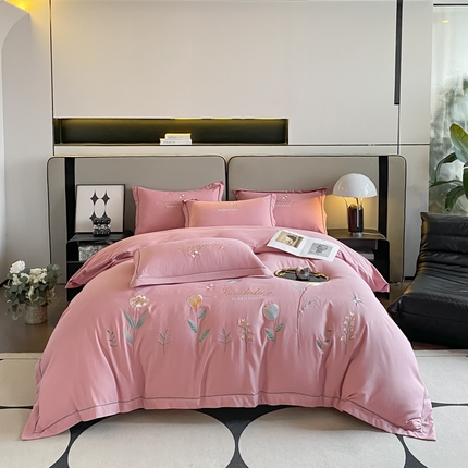 91家纺网 家纺一手货源 找家纺 （总）凯艾玲 2024新款简约轻奢磨毛细斜纹四件套-邂逅