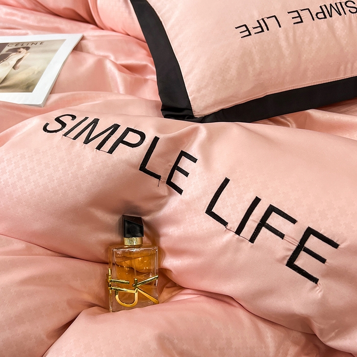 91家纺网 家纺一手货源 找家纺 艾米家居 2025水洗真丝提花系列简约生活 简约生活豆沙粉