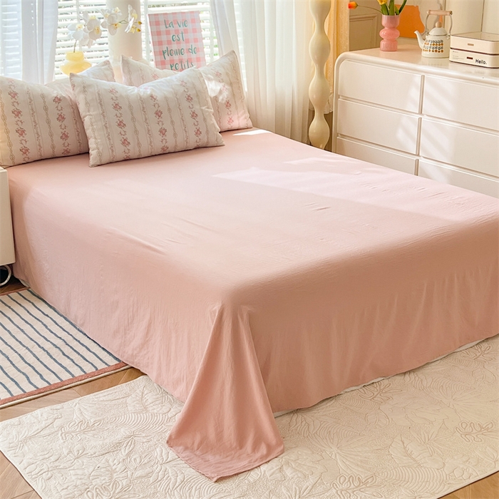 91家纺网 家纺一手货源 找家纺 多品 2024新款水洗棉双层纱四件套 白薇