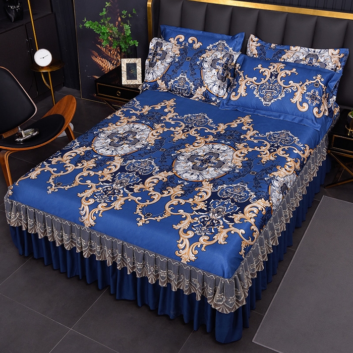 91家纺网 家纺一手货源 找家纺 艾裙海  2025新款纯色床裙款冰丝凉席 巴黎风尚