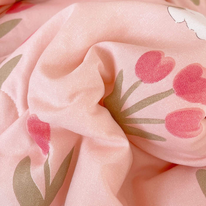 91家纺网 家纺一手货源 找家纺 创优家纺  2025新款A类皱皱纱小花边夏被 甜茶日记