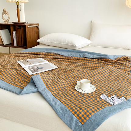 青螺家纺 双面全棉色织水洗棉新疆棉花被百分百（支持质检）格森橘