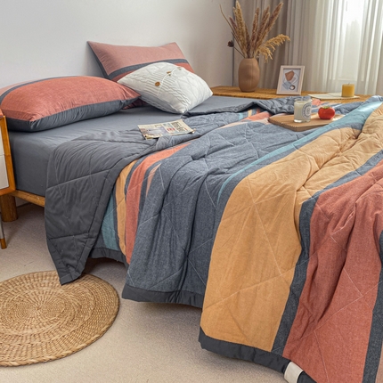 91家纺网 家纺一手货源 找家纺 （总）琪格格2024新款A类全棉色织大豆夏被四件套