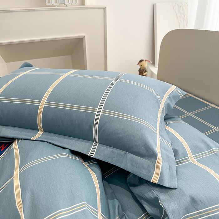 91家纺网 家纺一手货源 找家纺 凌云家纺 2025新款A类13372全棉床单款三件套四件套 绅士蓝