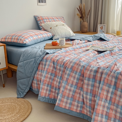 91家纺网 家纺一手货源 找家纺 （总）琪格格2024新款A类全棉色织大豆夏被四件套