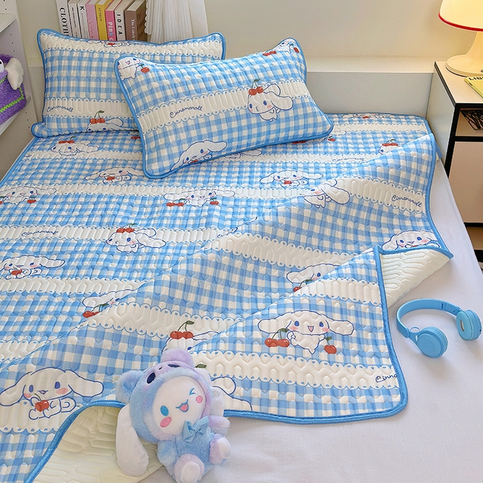 91家纺网 家纺一手货源 找家纺 澳萝拉 2024新款A类凉感丝三丽鸥乳胶凉席 樱桃大耳狗