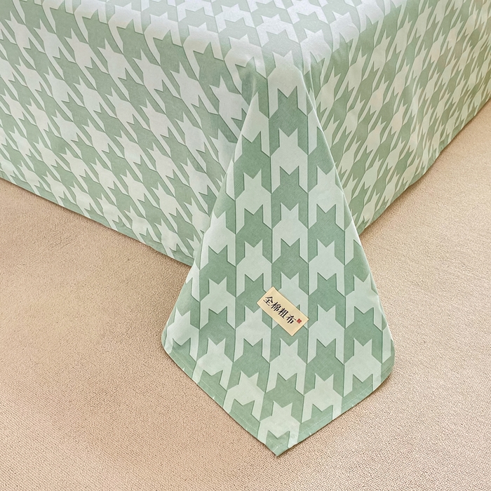 91家纺网 家纺一手货源 找家纺 卧趣家纺 2024新品全棉老粗布单品床单床笠系列-单品床单系列 千鸟格-绿