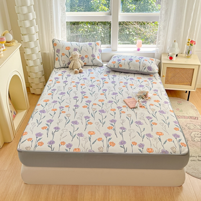 91家纺网 家纺一手货源 找家纺 星座 2025大斜纹复合冰丝凉席床笠款 恋恋花语-床笠款