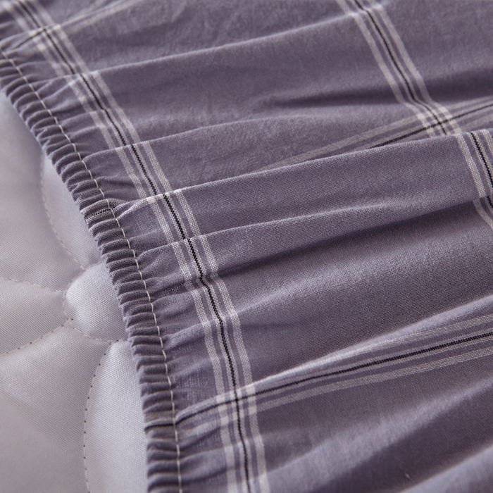 91家纺网 家纺一手货源 找家纺 杜先生 2024新款无印风水洗棉夹棉床笠 深灰大格