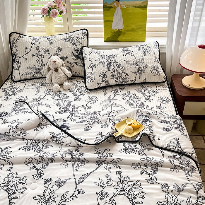 91家纺网 家纺一手货源 找家纺 （总）慕澄家纺 2024新款小版印花0.5乳胶凉席夏被四件套