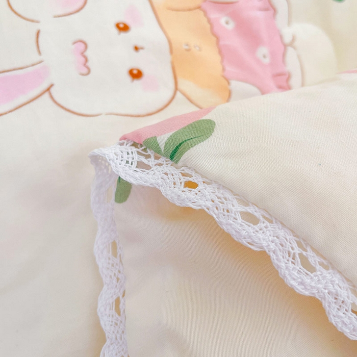 91家纺网 家纺一手货源 找家纺 创优家纺  2025新款A类皱皱纱小花边夏被 曼塔玫瑰