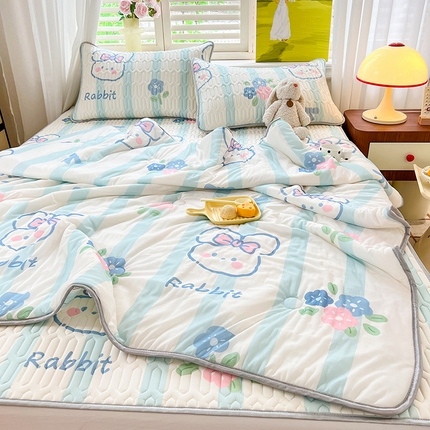 91家纺网 家纺一手货源 找家纺 （总）慕澄家纺 2024新款小版印花0.5乳胶凉席夏被四件套