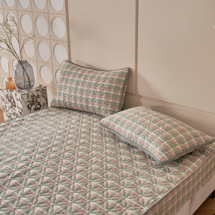 91家纺网 家纺一手货源 找家纺 杜先生 2024新款无印风水洗棉夹棉床笠 简兮格