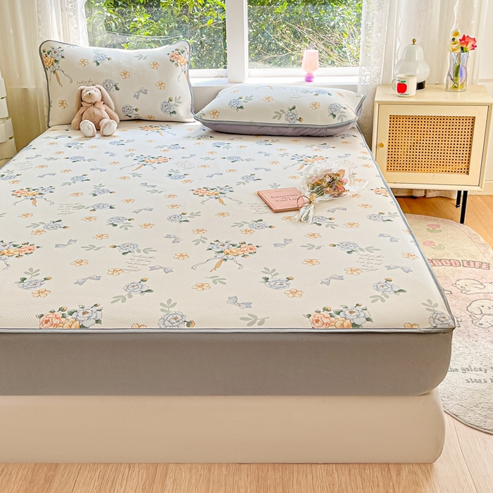 91家纺网 家纺一手货源 找家纺 星座 2025大斜纹复合冰丝凉席床笠款 拈花湾蓝-床笠款