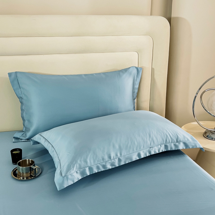 91家纺网 家纺一手货源 找家纺 锦罗绣 2024新款80s奥地利进口兰精天丝单品被套 蓝拼灰