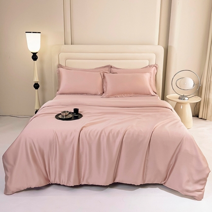 91家纺网 家纺一手货源 找家纺 锦罗绣 2024新款80s奥地利进口兰精天丝四件套 蜜桃粉