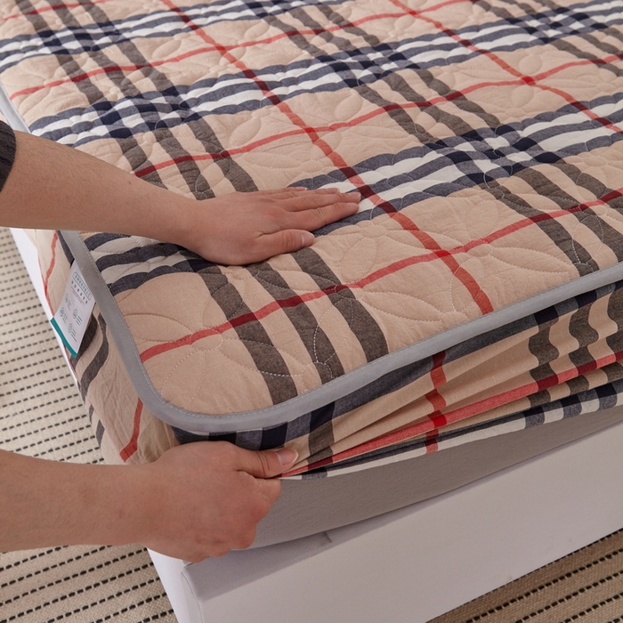 91家纺网 家纺一手货源 找家纺 杜先生 2024新款无印风水洗棉夹棉床笠 咖大格