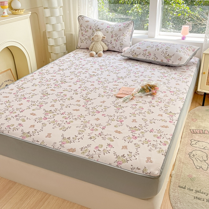 91家纺网 家纺一手货源 找家纺 星座 2025大斜纹复合冰丝凉席床笠款 小熊花园-床笠款