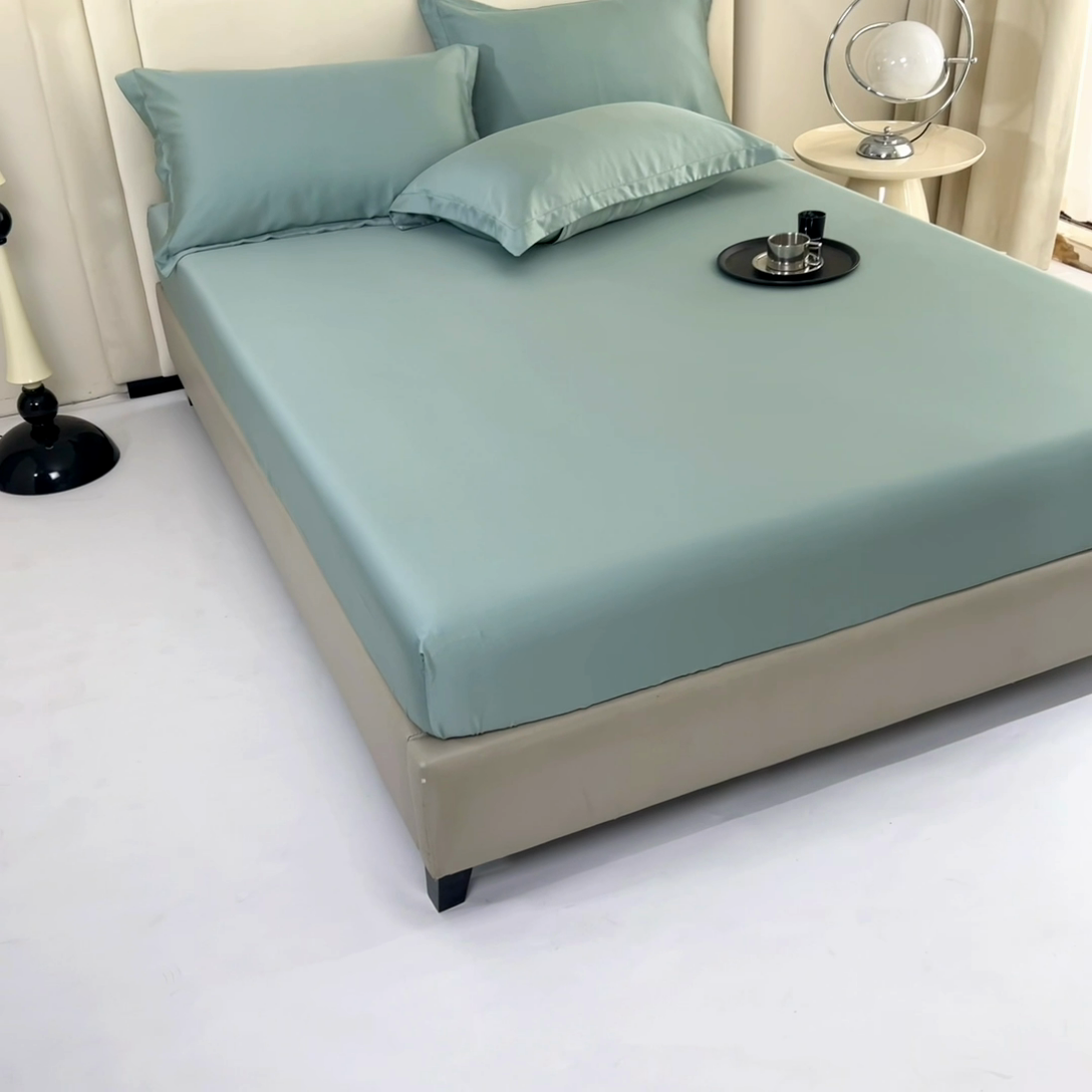 91家纺网 家纺一手货源 找家纺 锦罗绣 2024新款80s奥地利进口兰精天丝单床笠 海盐兰