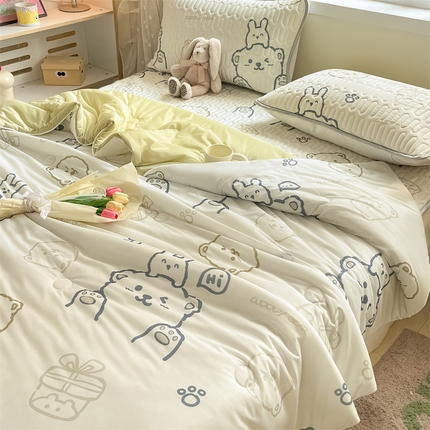 古吉梦 2024新款冰激凌凉感丝夏被-小清新 凉感丝夏被-奶油布丁+莴苣