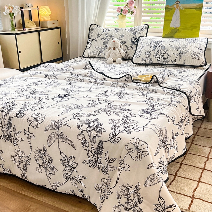 91家纺网 家纺一手货源 找家纺 （总）慕澄家纺 2024新款小版印花0.5乳胶凉席夏被四件套