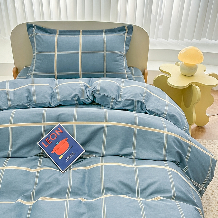 91家纺网 家纺一手货源 找家纺 凌云家纺 2025新款A类13372全棉床单款三件套四件套 绅士蓝