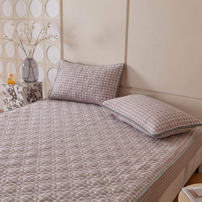 91家纺网 家纺一手货源 找家纺 杜先生 2024新款无印风水洗棉夹棉床笠 菲咖格