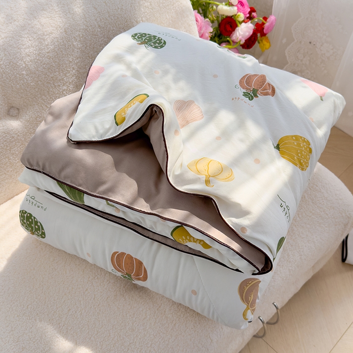 91家纺网 家纺一手货源 找家纺 默忆 2025新款水洗棉双层纱夏被夏凉被空调被被子被芯 南瓜日记