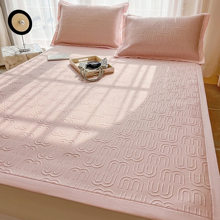 91家纺网 家纺一手货源 找家纺 全季家居 2024新款5A速冷PE简约系列凉豆豆席 缪缪-浅粉-床席款